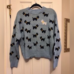 NWT Stranger Things Season 5 Erica Scottie Dog Sweater M Blue No Boundaries
